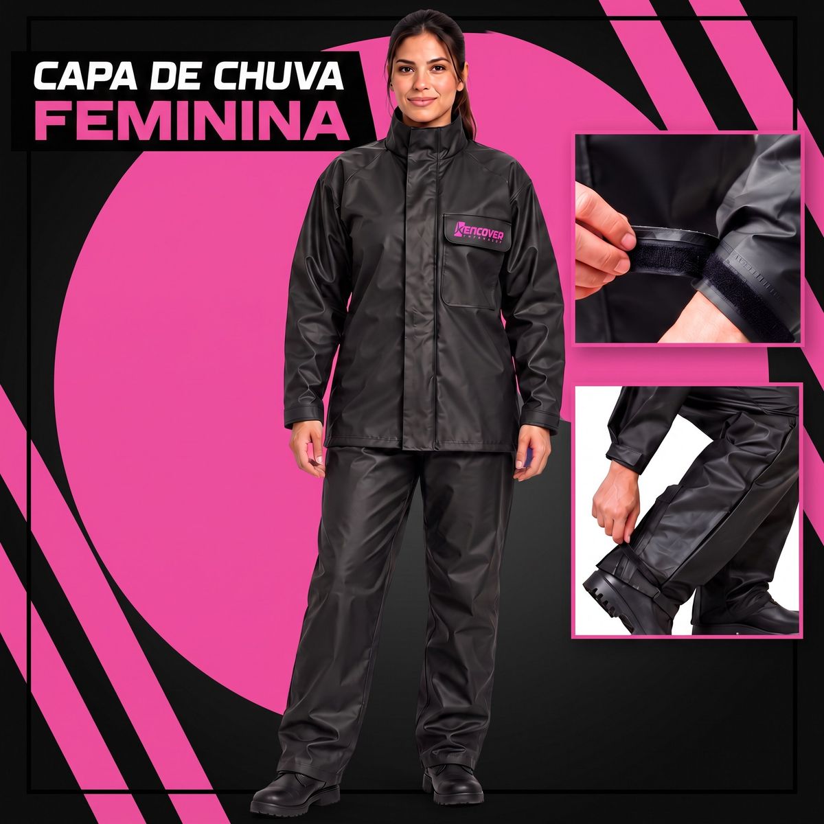 Capa de chuva feminina Kencover vestida